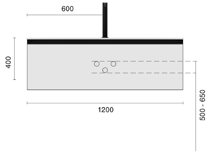 QUATRO 1 120CM тумба DAPHNE профиль ANTHRACITE + внутр. подсв.