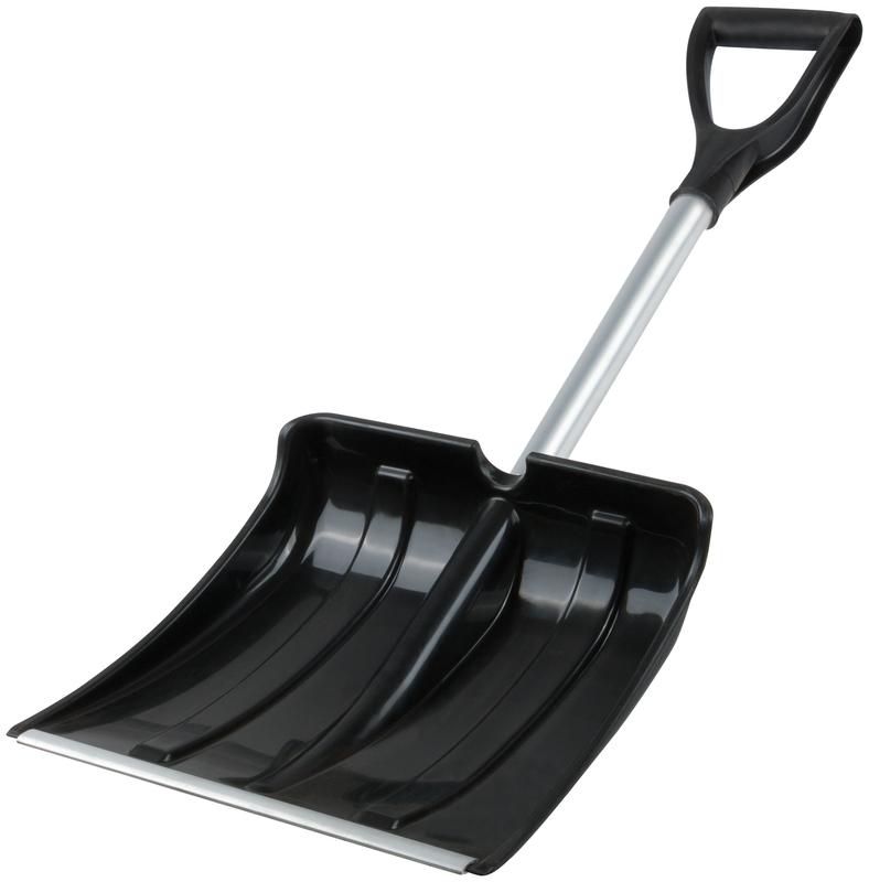 Лопата для уборки снега авто "Мини" 365х380х850мм укороченный алюм. черенок; пластик. 68105