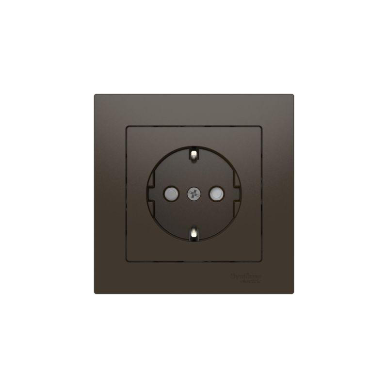 Розетка AtlasDesign 16А с заземл. защ. шторки быстрозажим. клем. в сборе мокко SE ATN000644S