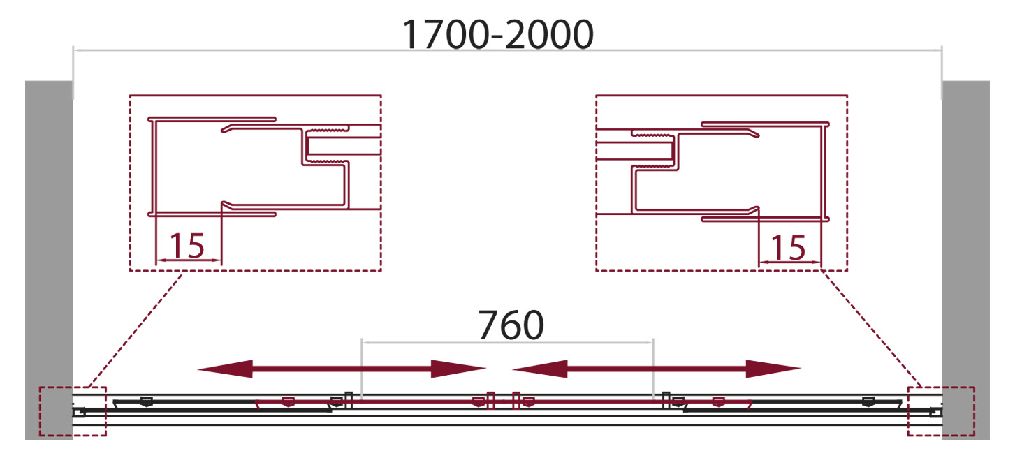 Душевая дверь BelBagno UNIQUE-BF-2-170/200-M-Cr