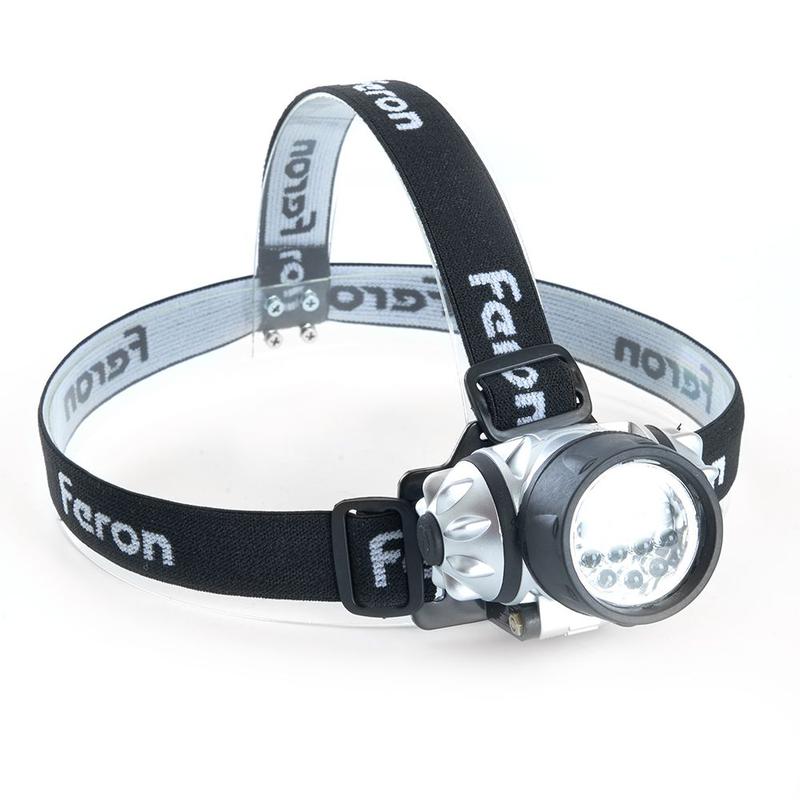 Фонарь налобный светодиодный работающий от батареек 3хAAA 3Вт 14LEDs IP44 пластик TH2304 FERON 41708