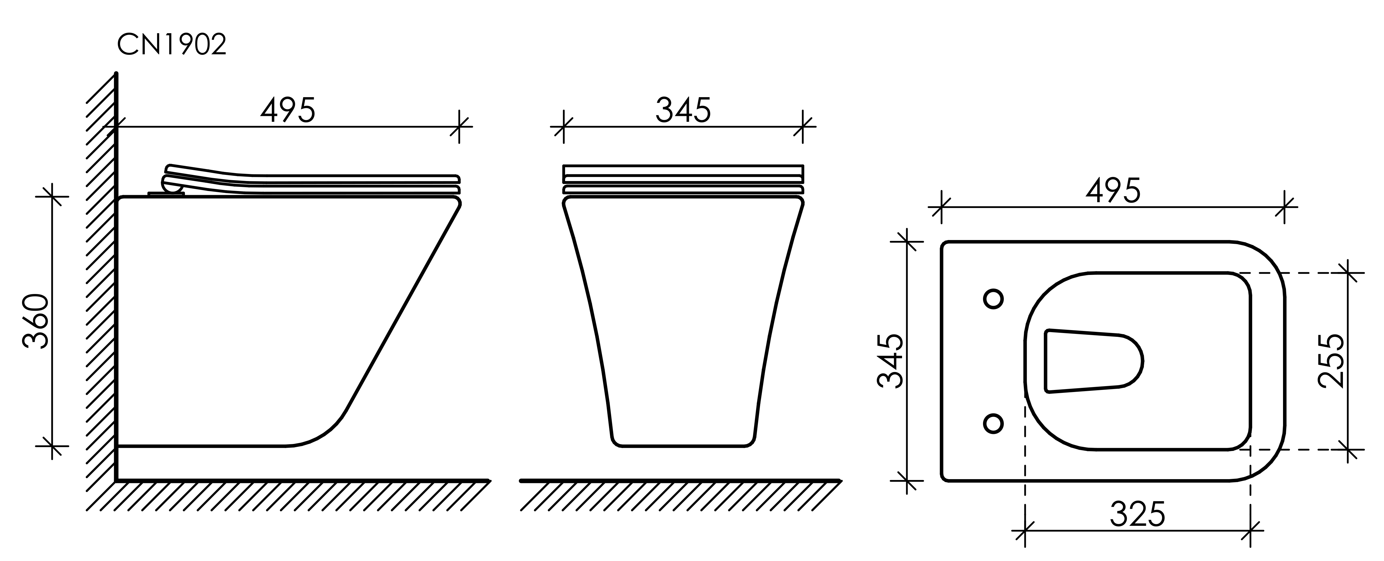 Подвесной унитаз Mono Rimless, CN1902