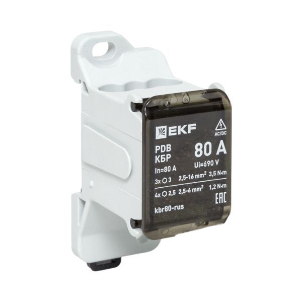 Блок распределительный клеммный КБР 80A EKF kbr80-rus