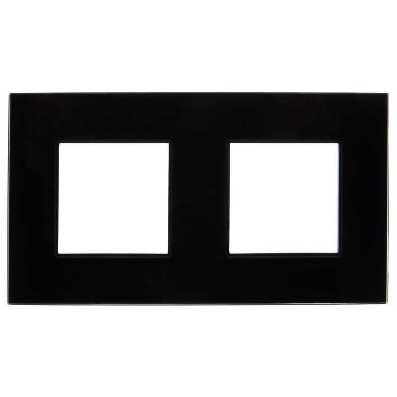 Рамка 2-м SKANDY SK-F22Bl стекло черн. IEK SK-M22-G-K02