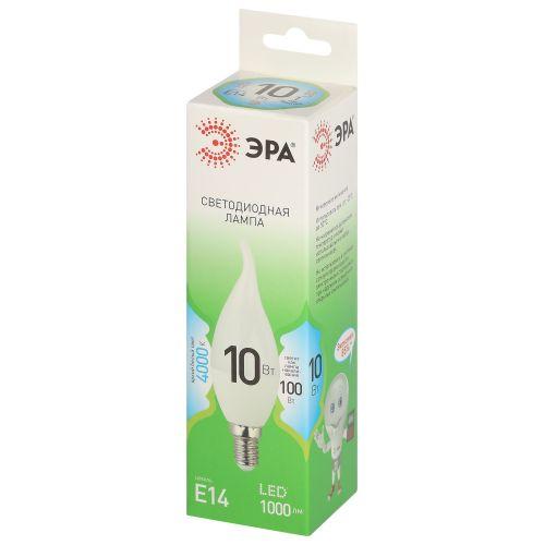 Лампа светодиодная GREEN LINE BXS-10W-840-E14 GL 10Вт свеча на ветру 4000К яркий свет бел. E14 Эра Б0067099
