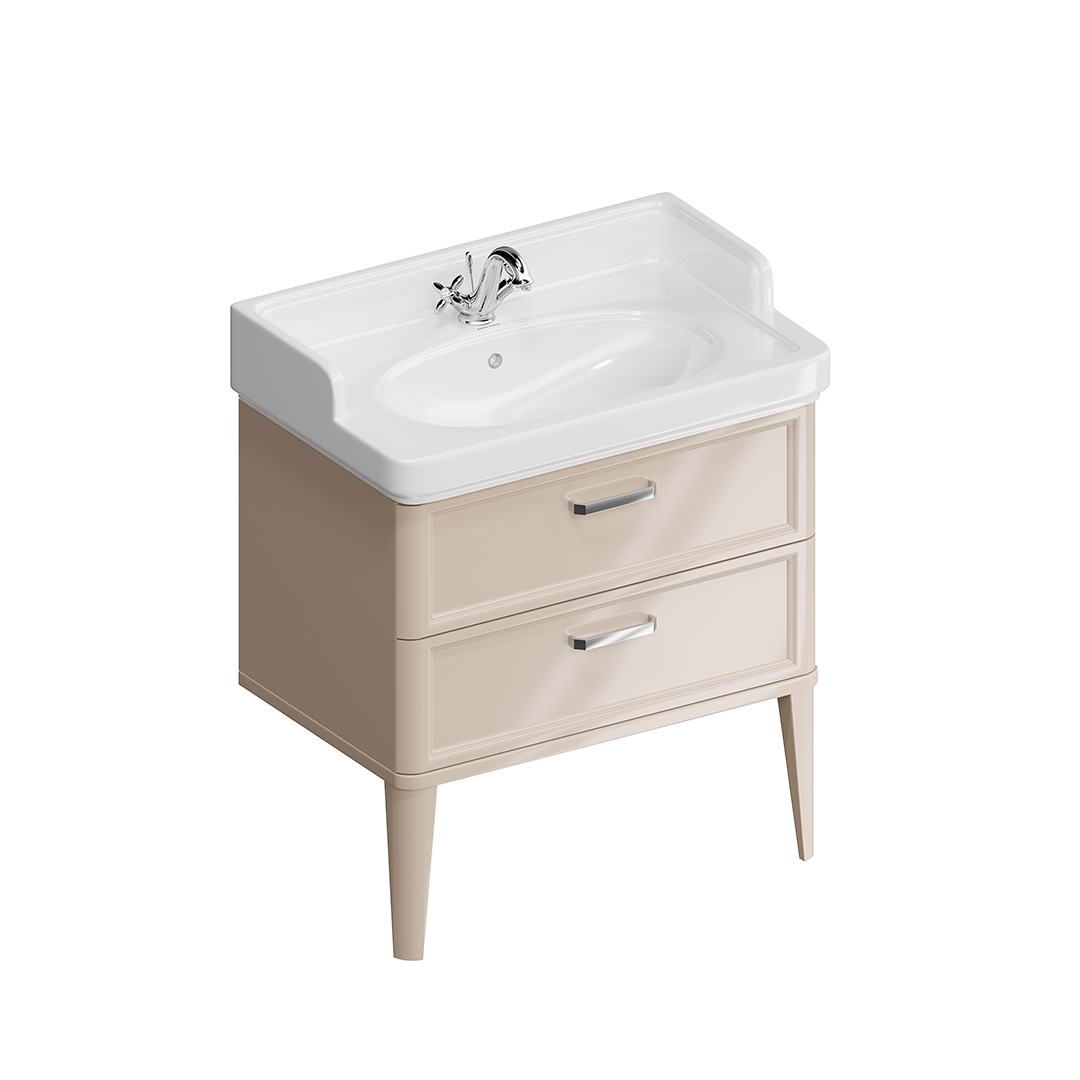 Тумба POMPEI напольная с 2 ящиками 80, камео бежевый глянцевый