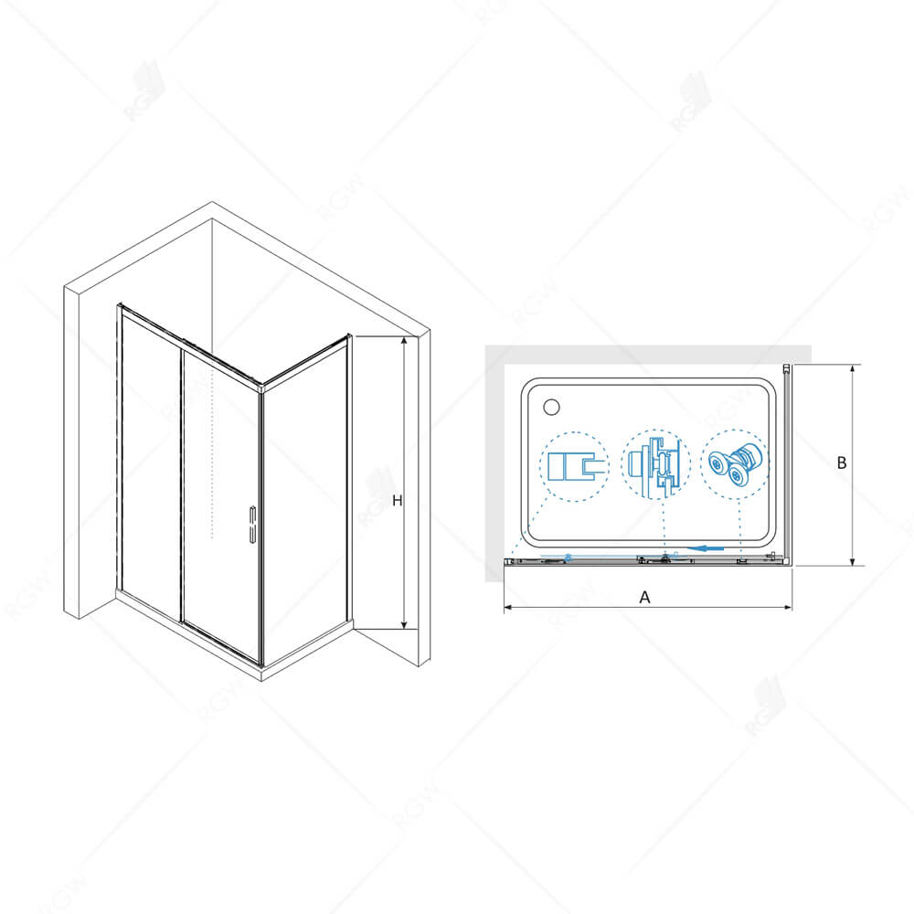 Душевой уголок RGW LE-41-1B (LE-12B + Z-060-2B), 341241190-014