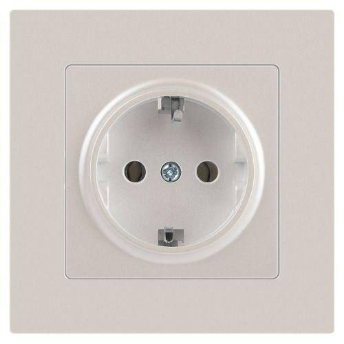 Розетка 1-м СП Accent 6-202-06 16А IP20 250В 2P+E Schuko перламутр. Intro Б0063695