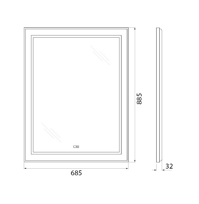 Зеркало BelBagno SPC-KRAFT-685-885-TCH-WARM-NERO