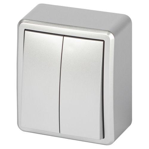 Выключатель 2-кл. ОП Эксперт 11-1204-03 IP20 10АХ-250В алюм. Эра Б0063035