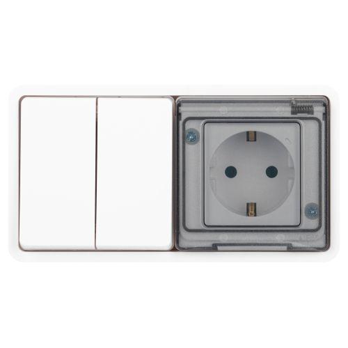 Блок СП Эксперт 11-7522-01 (розетка + выключатель) 16A IP55 250В 10AX двойн. бел. Эра Б0063274