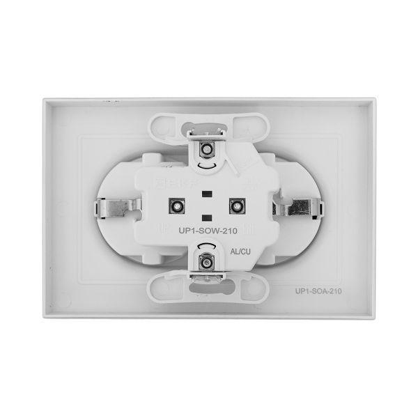 Розетка 2-м СП Эпика 16А с заземл. без защ. шторок с рамкой механизм алюм. EKF UP1-SOA-210