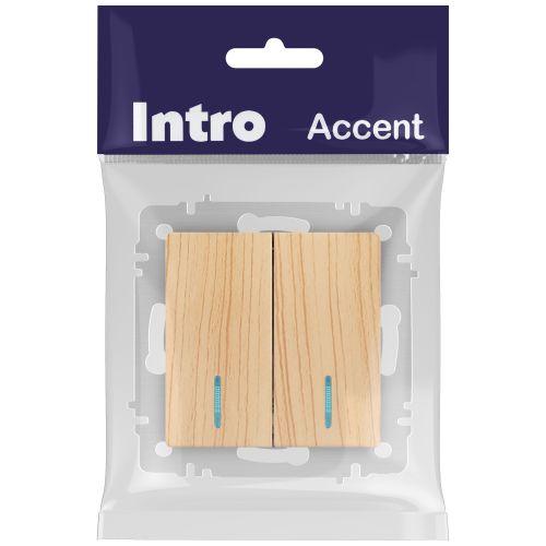 Выключатель 2-кл. СП Accent 6-105-11 10А IP20 250В с подсветкой AL/CU сосна Intro Б0063529