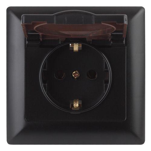 Розетка 1-м СП Solo 4-203-05 16А 250В IP20 2P+E Schuko с заземл. защ. крышка антрацит Intro Б0053661