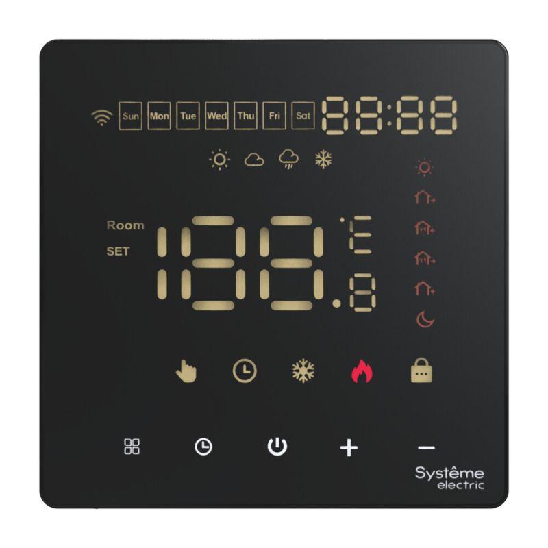 Термостат программируемый ArtGallery 16А с Wi-Fi для электрич. теплого пола моноблочный черн. SE GAL001038