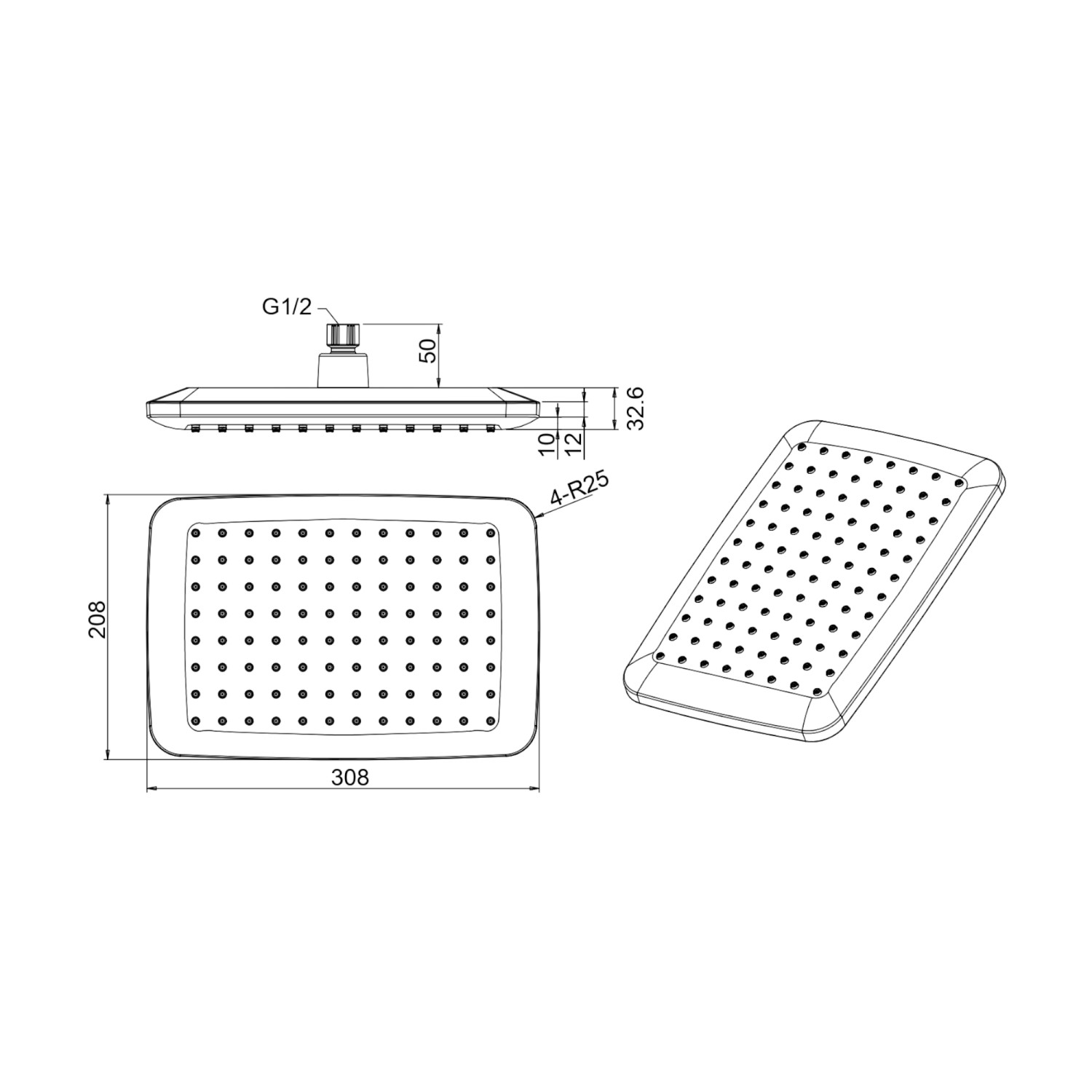 Верхний душ Savol SK-DP12, хром