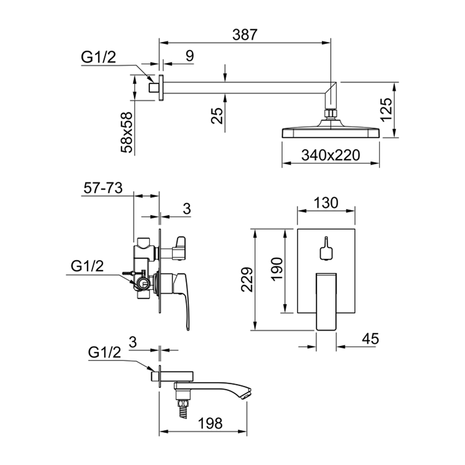 Душевая система встраиваемая Raglo R01.27, хром