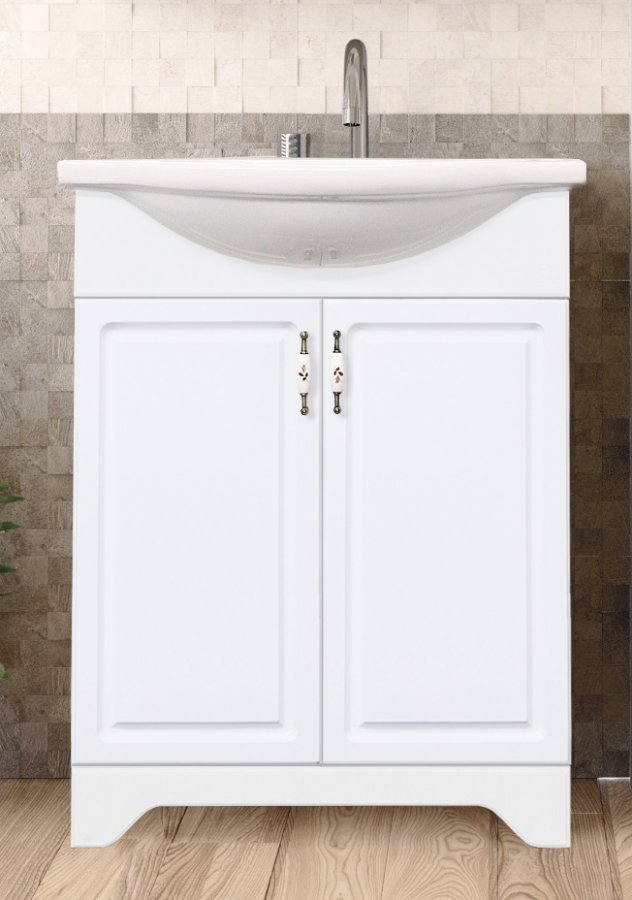 Тумба "Олеандр-2 55" под умывальник Антик 55, Люкс белая