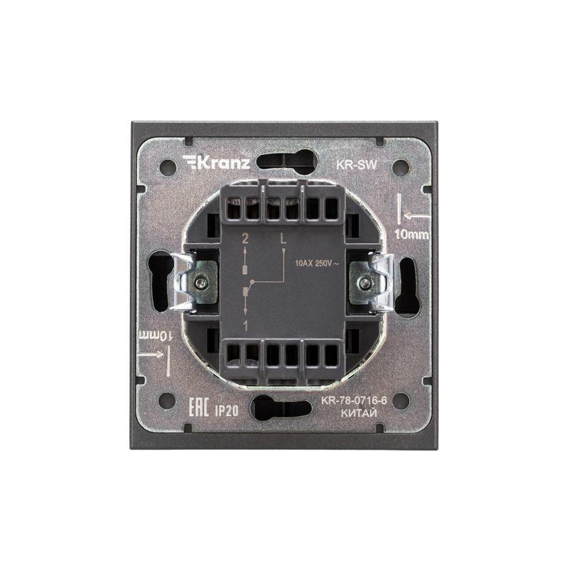 Выключатель проходной (переключатель) 1-кл. СП STRONG MIELE 10А с подсветкой графит Kranz KR-78-0716-6