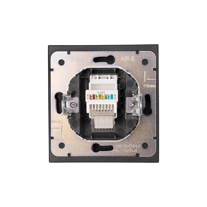 Розетка компьютерная СП STRONG MIELE RJ45 кат.6 антрацит Kranz KR-78-0724-5