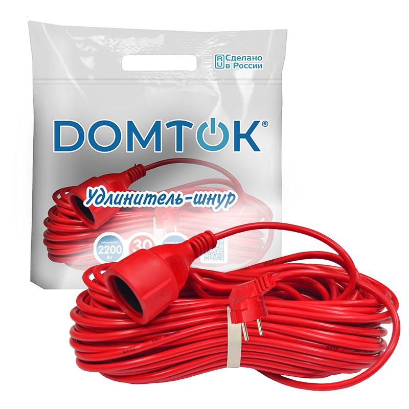 Удлинитель-шнур 1х30м с заземл. 10А IP20 2.2кВт ПВС 3х1 DOMTOK 2494