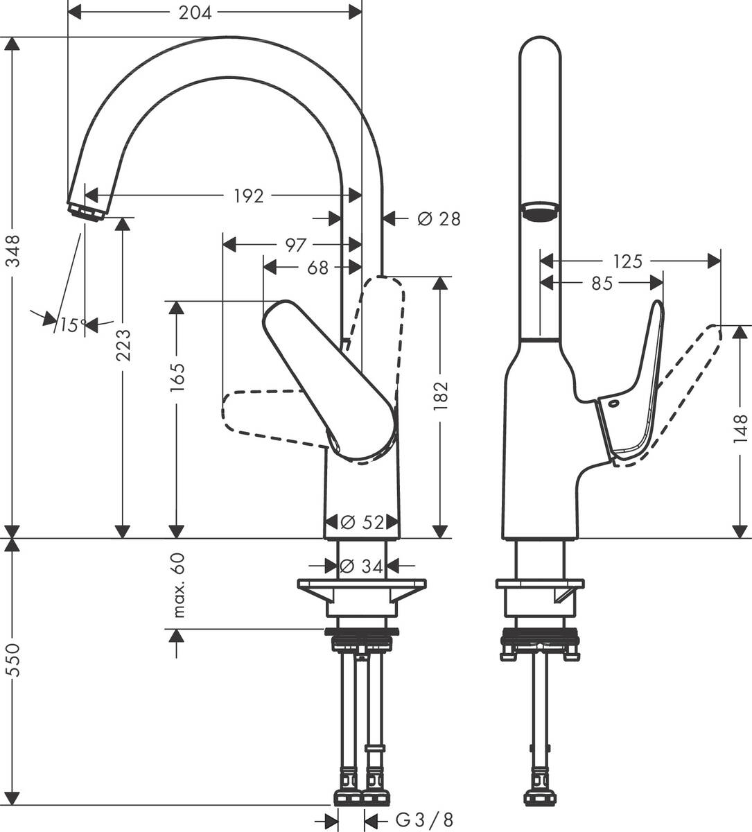 Смеситель Hansgrohe Focus 71802000 M421-H220 для кухни