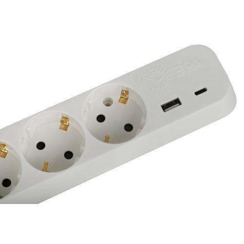 Удлинитель 3х3м с заземл. 10А +1xUSBA+1xUSBC с выкл. UB-3es-3m-USB Эра Б0052898