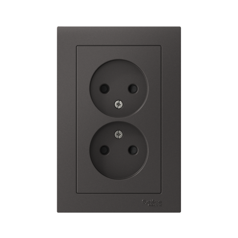Розетка двойная AtlasDesign без заземл.16А в сборе базальт SE ATN001420