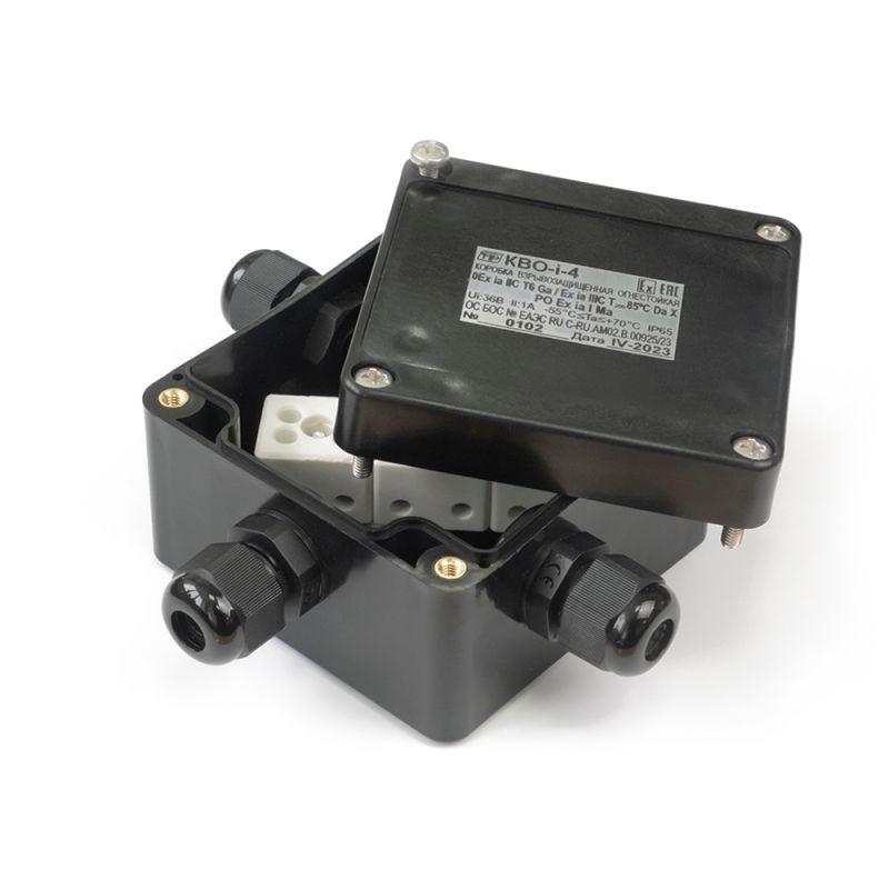 Коробка огнестойкая взрывозащ. КВО армамидная антистат. 2 ввода под углом 90град. 0.75-1.5кв.мм черн. Спецприбор Промрукав PR08.15605