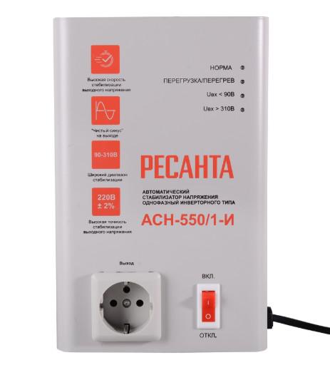Стабилизатор напряжения инверторный АСН-550/1-И Ресанта 63/6/75