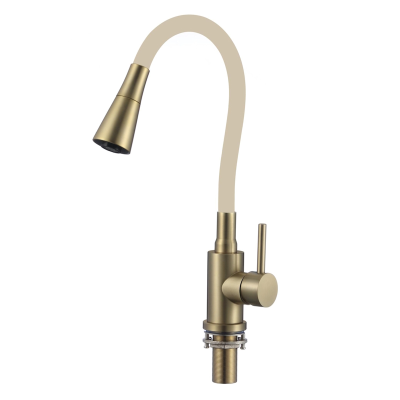 Смеситель для кухни с гибким изливом и режимом душ Savol S-3002CM-12, матовое золото