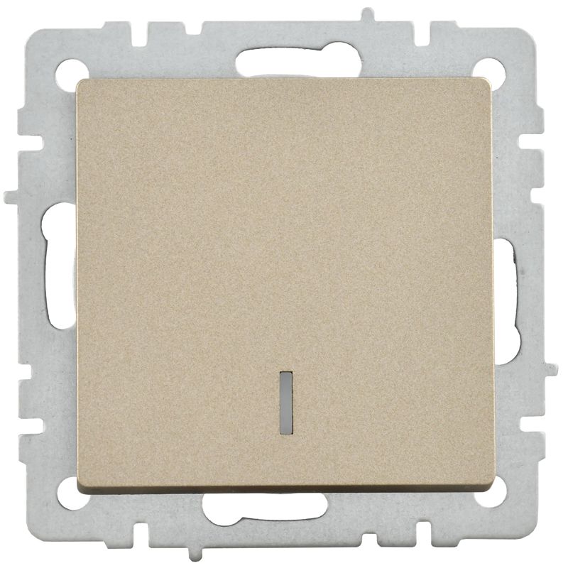 Выключатель 1-кл. СП BRITE ВС10-1-1-БрШ 10А с индик. механизм шампань IEK BR-V10-1-10-K37