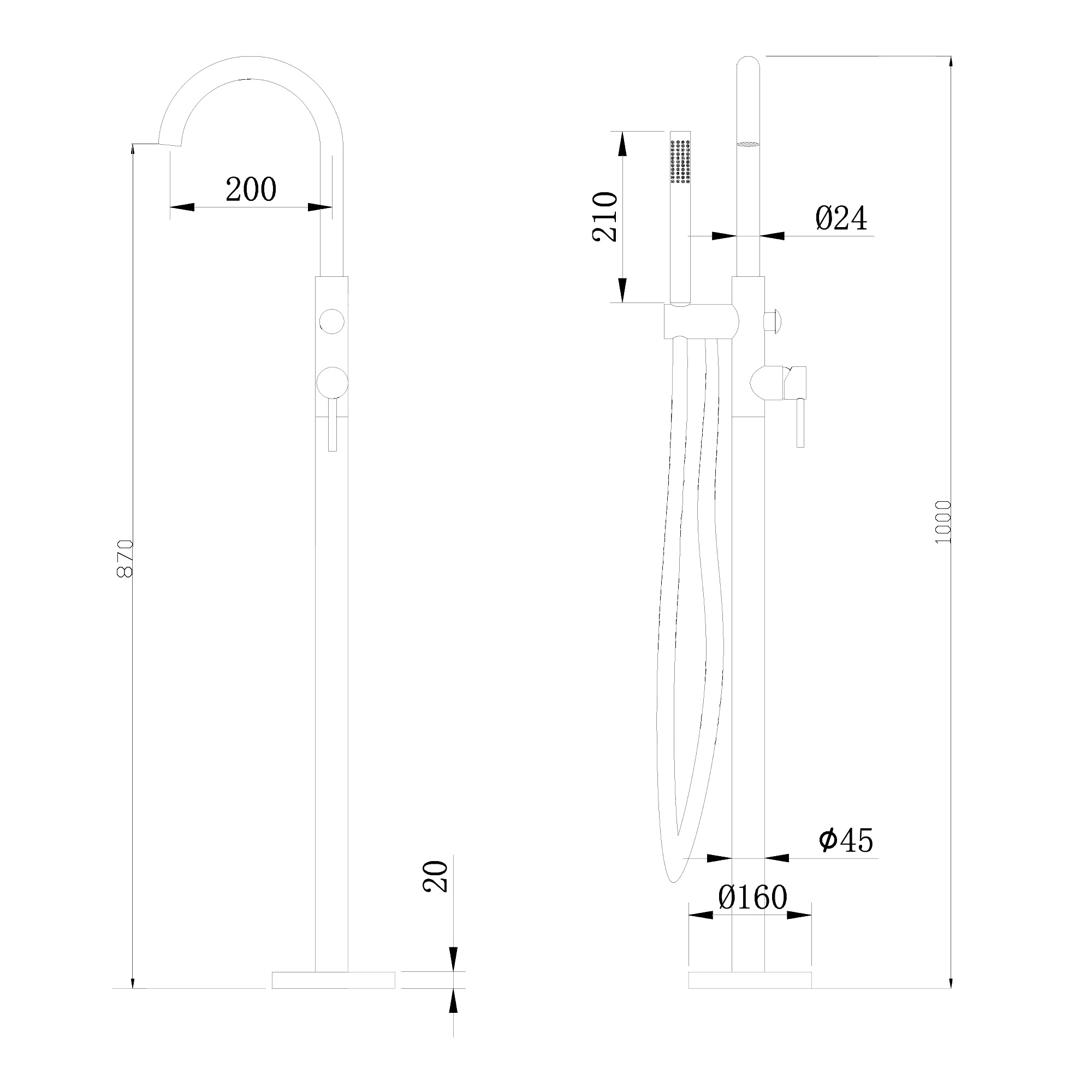 Смеситель ABBER Wasser Kreis AF8115RG напольный для ванны, розовое золото