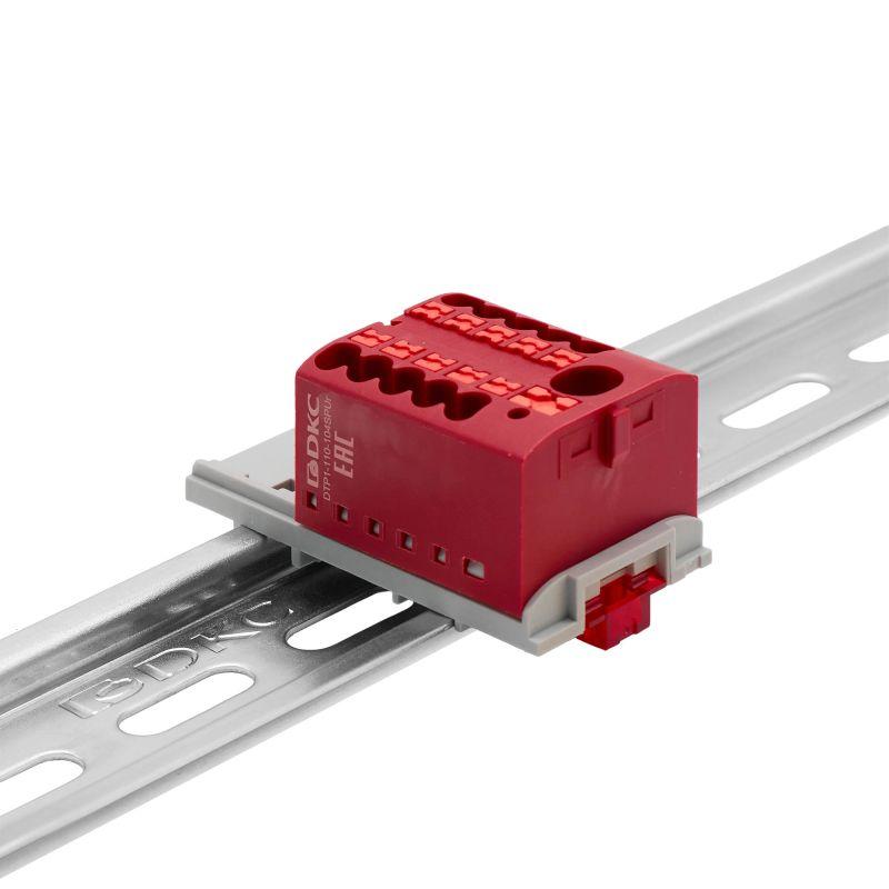 Блок распределительный зажим push-in 1 ввод 6кв.мм 10 точек подключения 25кв.мм красн. DKC DTP1-110-104SPUR