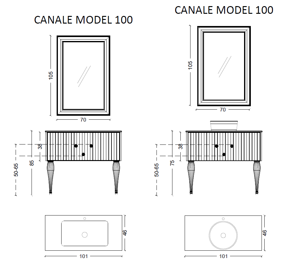 Тумба Canale 100 белая + Золото