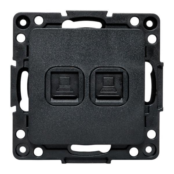 Розетка компьютерная 2-м Стокгольм RJ-45 механизм черн. EKF EZK02-035-10