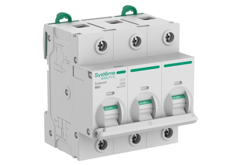 Выключатель автоматический 3п B 63А 10кА Systeme9 400В 27мм SE S9H31363