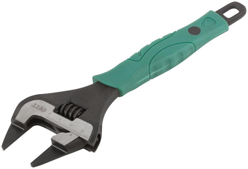 Ключ разводной "Карат" CrV обточенные узкие губки шкала увелич.захват прорезин.ручка 200мм (39мм) FIT 70202