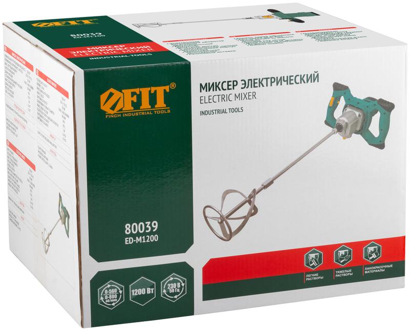 Миксер 1200Вт 0-580/0-800об/мин 50Нм 100л двухскоростной корпус метал. FIT 80039