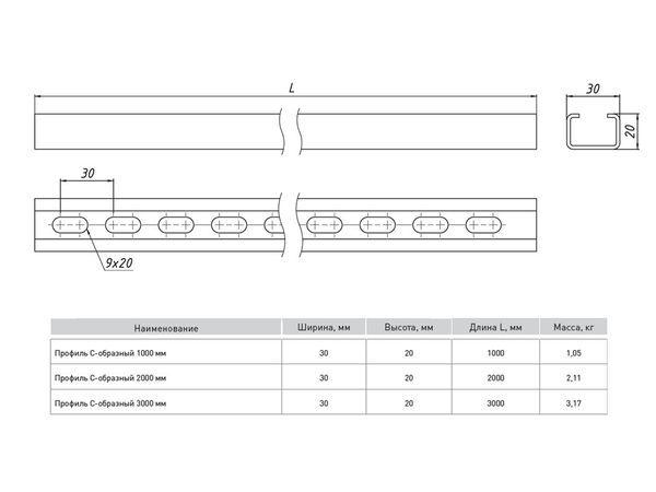 Профиль С-образный L2000 1.5мм EKF cp2000