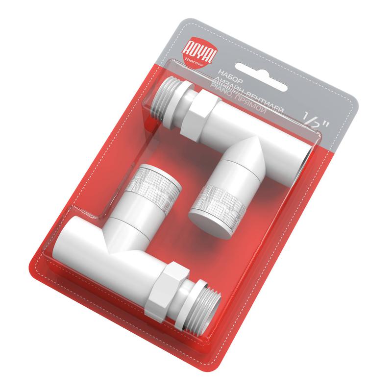 Набор дизайн-вентилей PIANO прямой 1/2дюйм бел. Royal Thermo НС-1422579