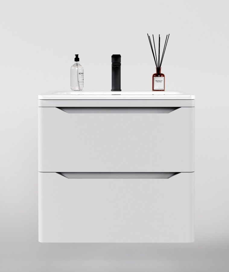 Тумба подвесная "Марелла 60" (2 ящ.) Люкс антискрейтч белый матовый, PLUS