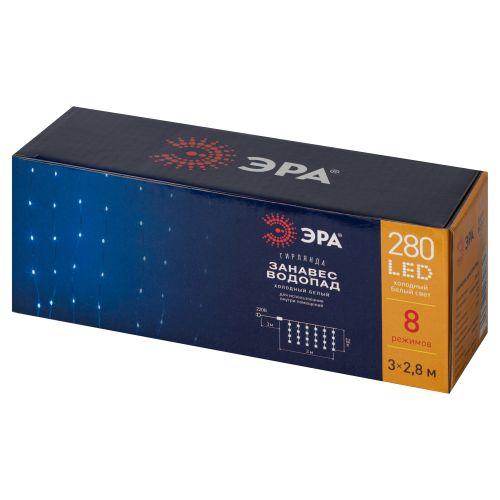 Гирлянда светодиодная "Занавес водопад" 3х2.8м 280LED холод. бел. IP20 ENIN-300WD Эра Б0060419