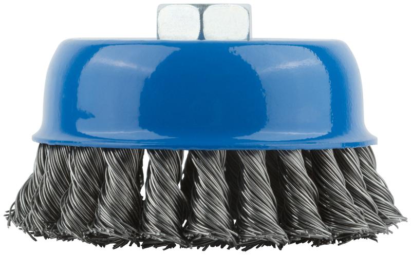 Корщетка тип "чашка" гайка М14 стальная витая проволока 100мм MOS 38953М