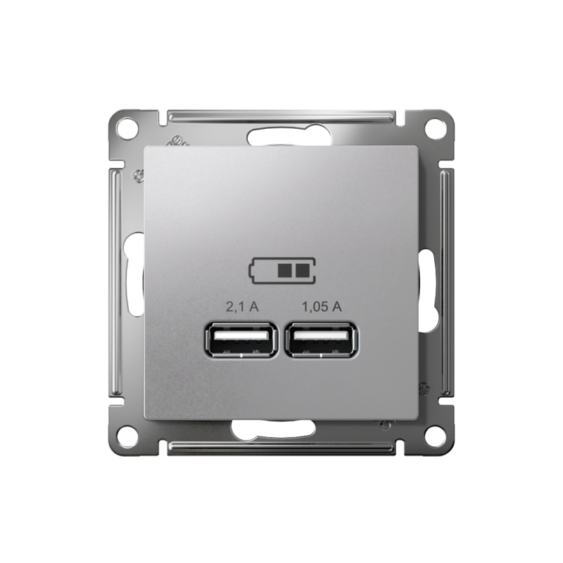 Розетка USB AtlasDesign тип A+A 5В 1х2.1А 2х1.05А механизм алюм. SE ATN000333