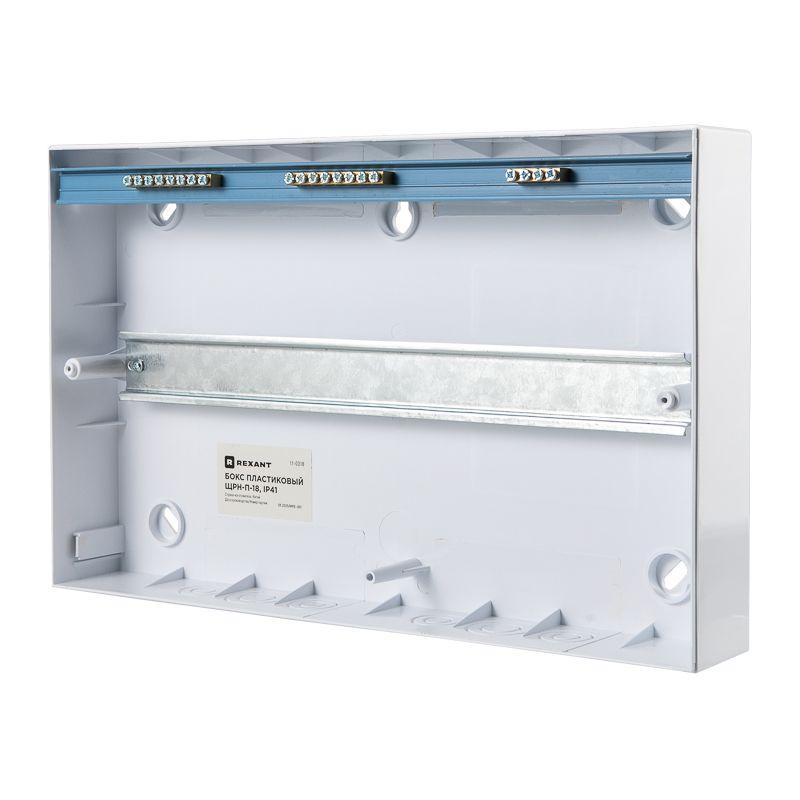 Бокс ЩРН-П-18 IP41 пластик. бел. Rexant 11-0318