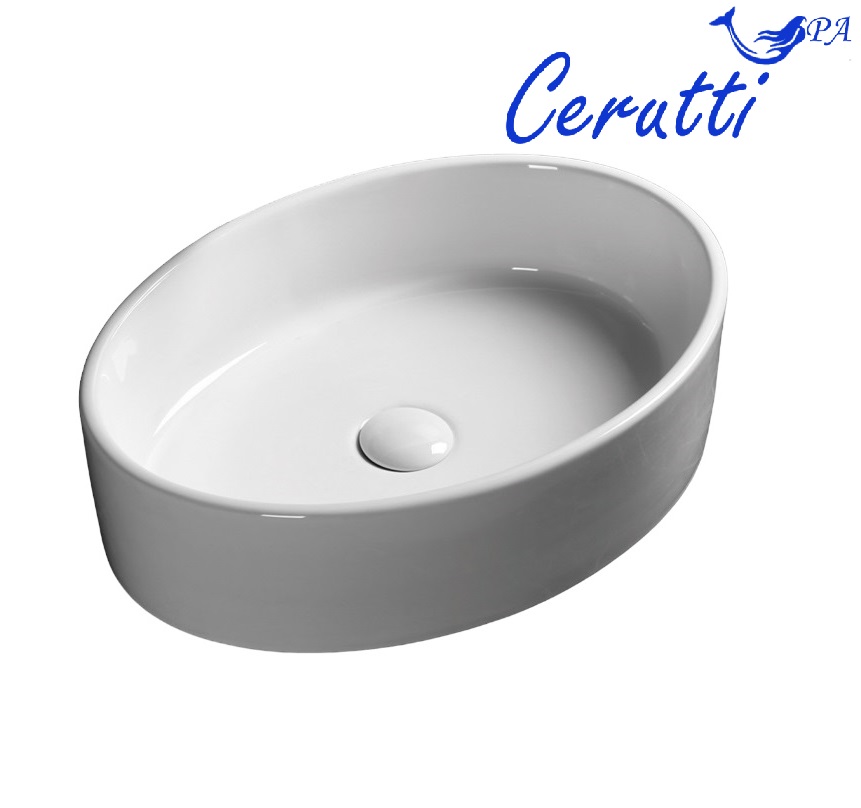 Раковина CR7016 накладная, белая, овальная 500х355х140 Ceruttispa