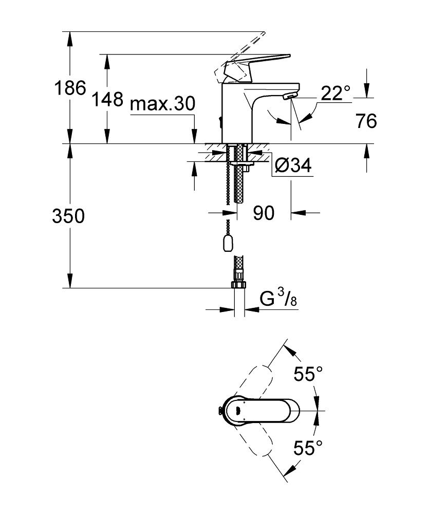 Смеситель Grohe Eurosmart Cosmopolitan 3282700E для раковины