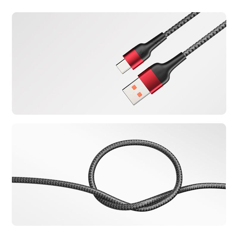 Кабель USB-A-Type-C 5А 50Вт 1м черн. нейлон. оплетка Rexant 18-7066