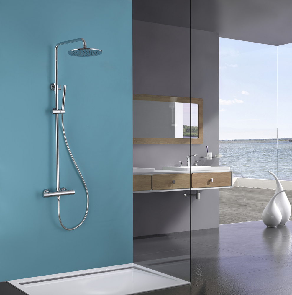 Душевая стойка ABBER Wasser Kreis AF8160L с термостатом без излива, хром